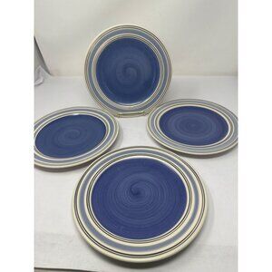 Pfaltzgraff Rio Blue Swirl Salad Plates Set Of 4 - 8.5" Ceramic Dinnerware